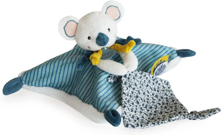 Doudou et Compagnie DC3668 Schmusetuch Koala, flach, 25 cm, Blau, Mehrfarbig, Baby