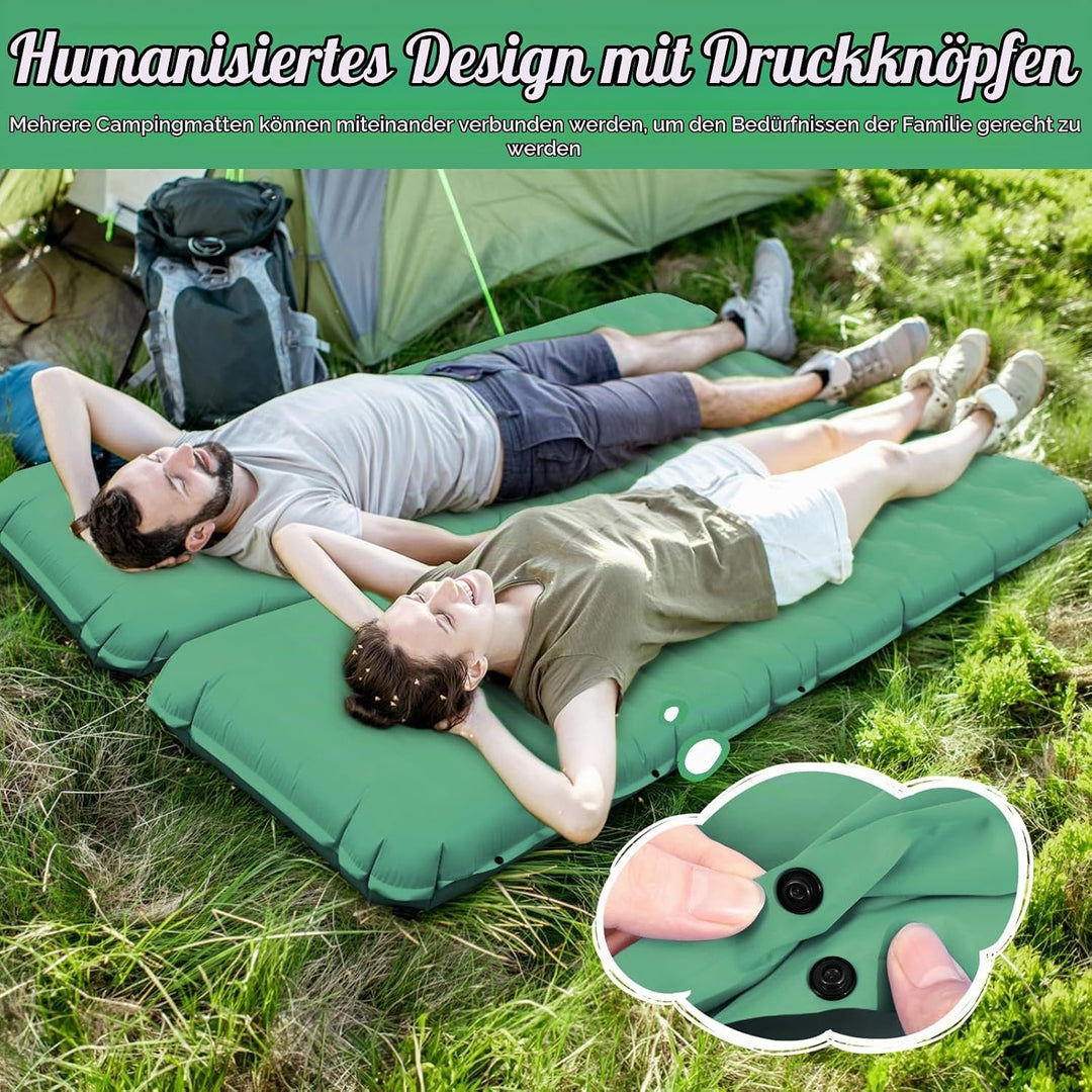 Isomatte Selbstaufblasend mit Fusspresse Pumpe, 12cm Verdicken Isomatte Camping, Ultraleicht Luftmat