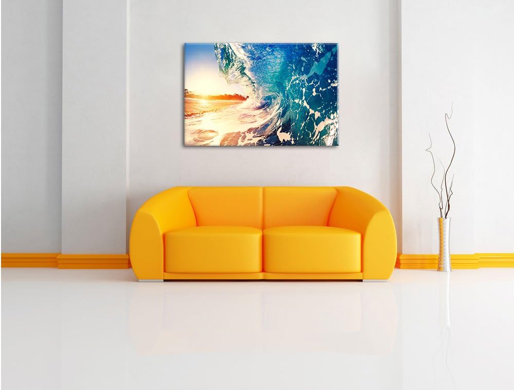 Pixxprint Riesen Welle bei Sonnenaufgang als Leinwandbild/Grösse: 100x70 cm/Wandbild/Kunstdruck/fert