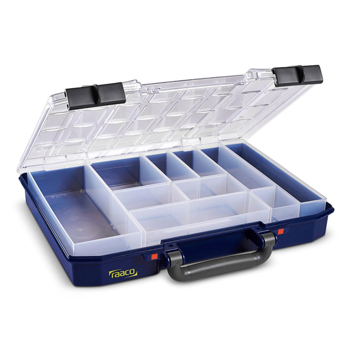 raaco CarryLite 55 4x8-10: Leicht Sortierbox für Werkstatt, mit 10 Einsätze für Kleinteile, Traglast