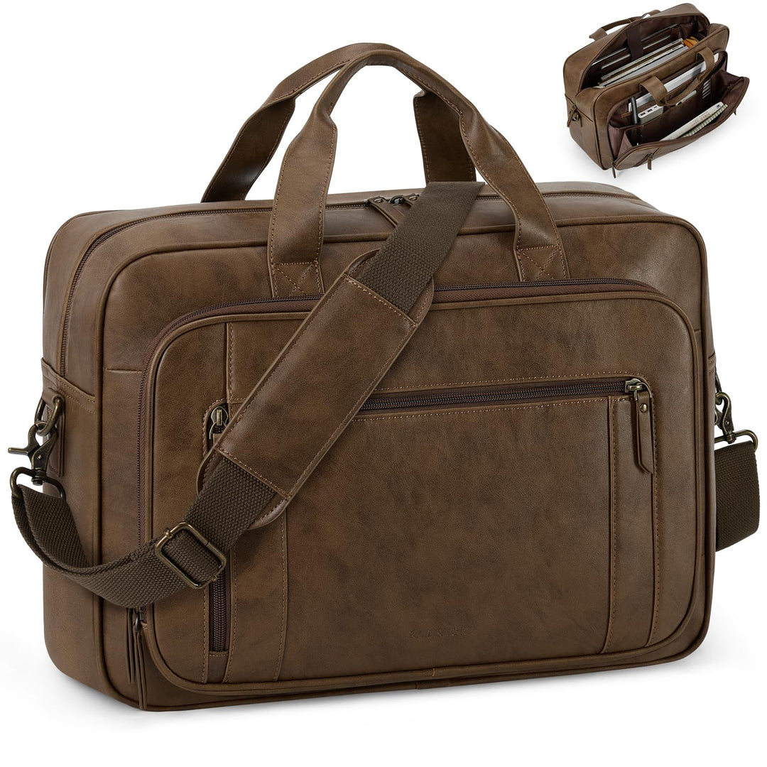 RAINSMORE Aktentasche Herren Vintage, Leder Arbeitstasche, 16 Zoll Laptoptasche Wasserdicht, Busines
