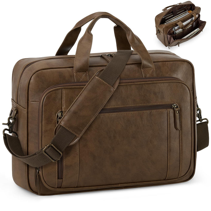 RAINSMORE Aktentasche Herren Vintage, Leder Arbeitstasche, 16 Zoll Laptoptasche Wasserdicht, Busines