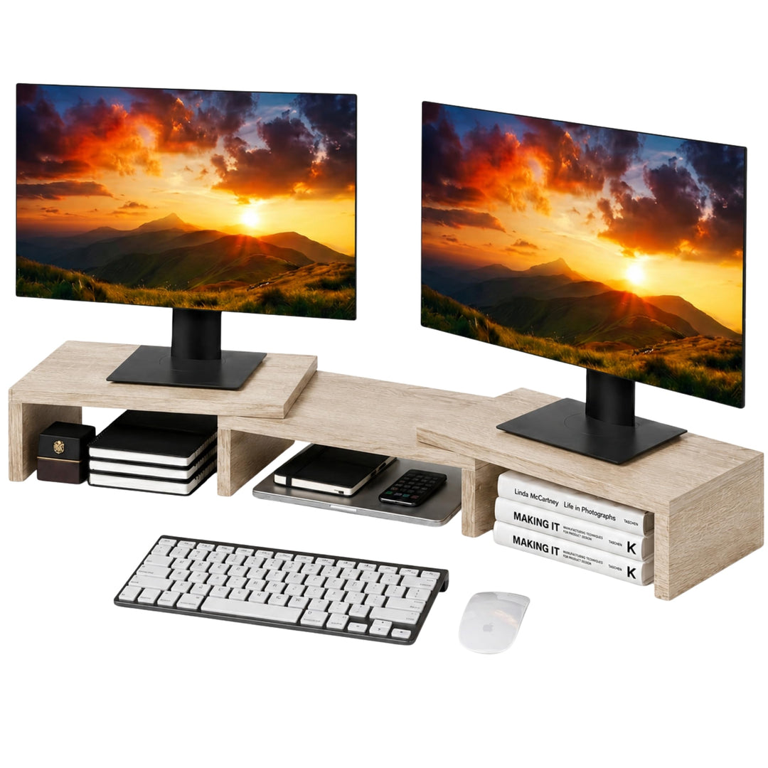 ComfortCove Dual Monitor Stand Riser, Monitorständer, Laptopständer, Schreibtisch-Organisator, Compu