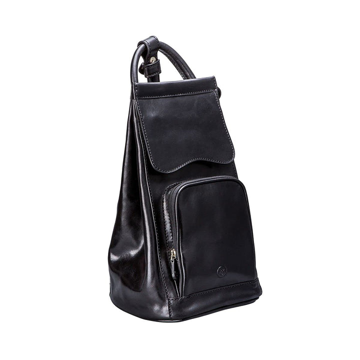 Maxwell Scott Hochwertiger Damen Leder Rucksack Carli in Schwarz, Schwarz