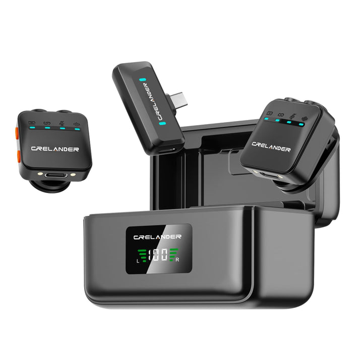 3 in 1 Professionelles Mini-Drahtloses Mikrofon für iPhone/Android/Kamera, Bluetooth Lavalier-Mikrof