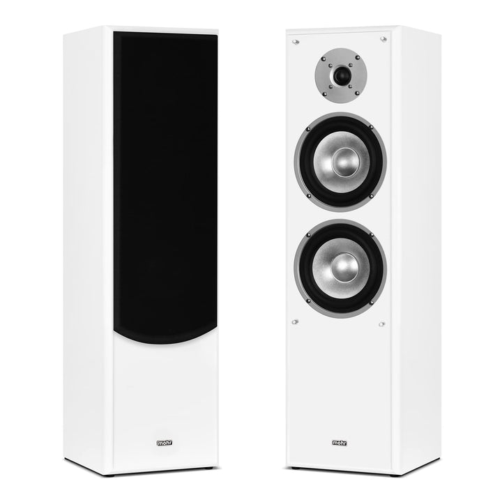 mohr 1 Paar Standlautsprecher SL10, Weiss Lautsprecherboxen, HiFi Klang zum günstigen Preis, weiss