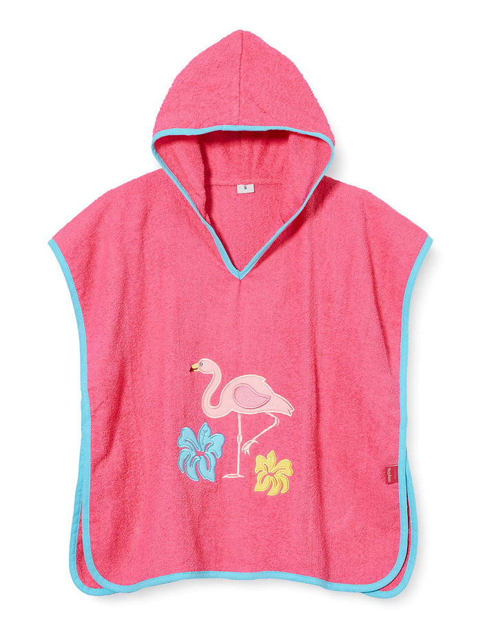 Playshoes Unisex Kinder Frottee-Poncho Bademantel Handtuch L (ab ca. 4 Jahre) Flamingo, L (ab ca. 4