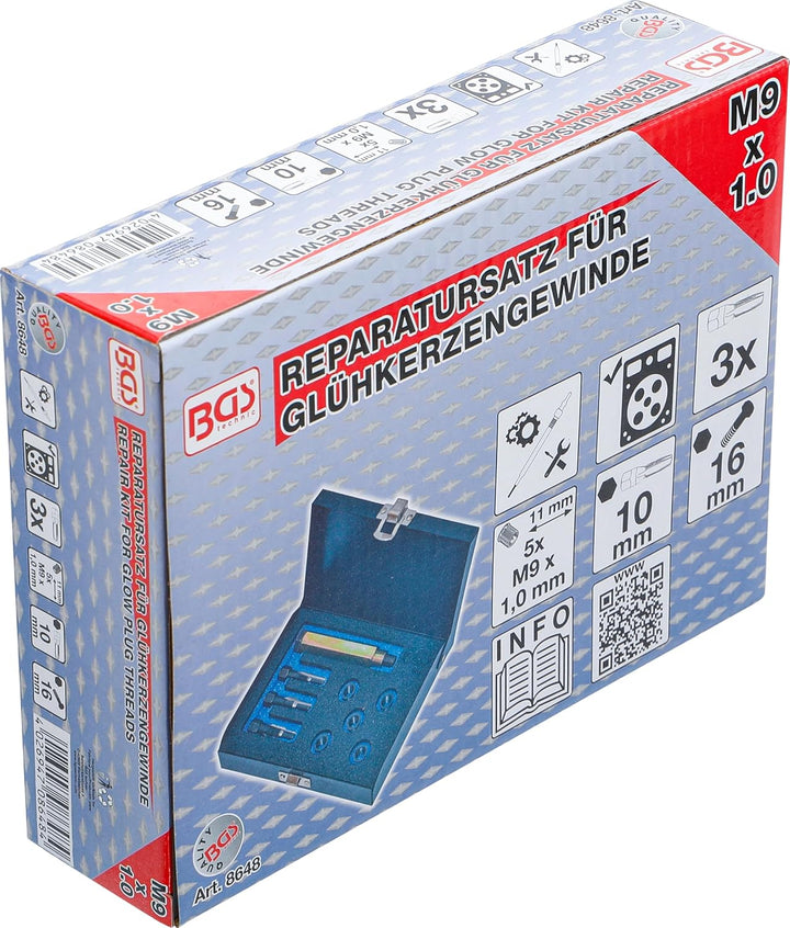 BGS 8648 | Reparatursatz für Glühkerzengewinde | M9 x 1,0 mm