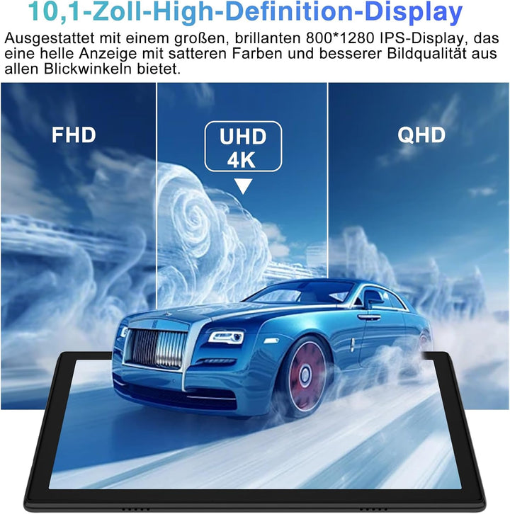 2025 Tablet 10.1 Zoll Android Octa-Core 22GB RAM+128GB ROM 1TB TF, Widevine L1,5G+2.4G WiFi, GMS,BT