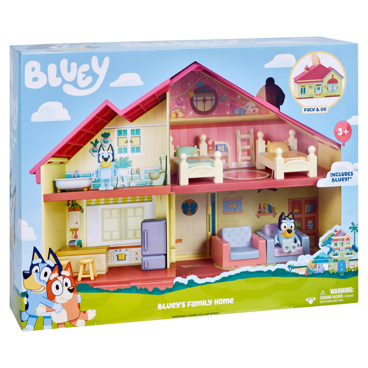 Bluey Familienhaus-Spielset inklusive 6 cm Bluey-Figur - offizieller Bluey-Sammelartikel Einzelbett