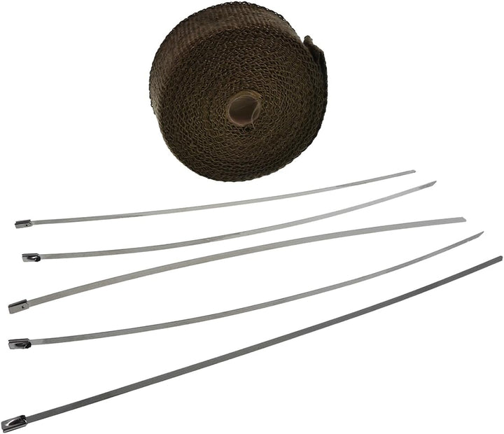 Hitzeschutzband Basaltfaser Auspuffband 10m mit Kabelbinder für Auspuff, Krümmer, Fächerkrümmer bis