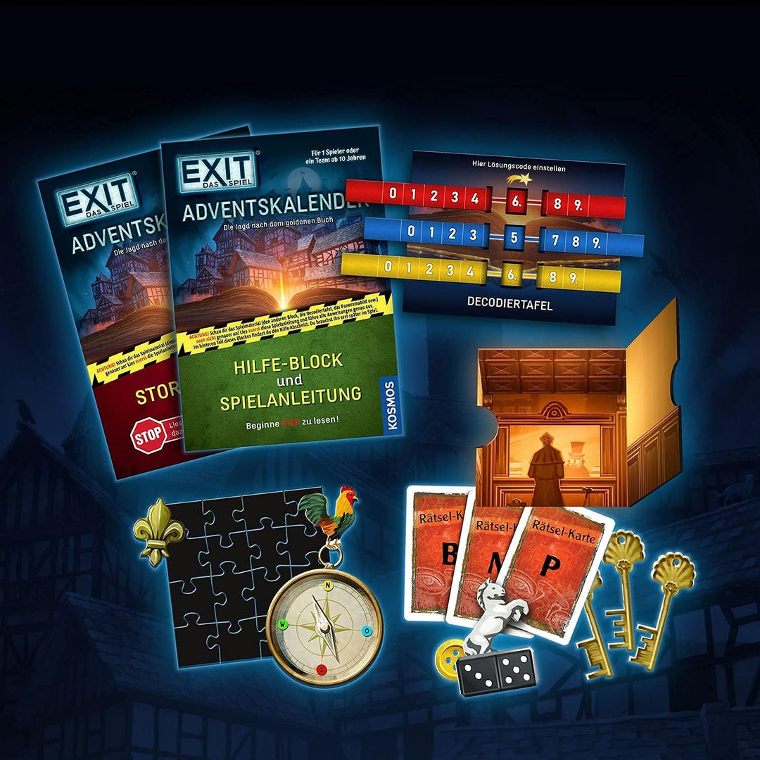 Kosmos 681951 EXIT - Das Spiel Adventskalender, Die Jagd nach dem Goldenen Buch, mit 24 spannenden R