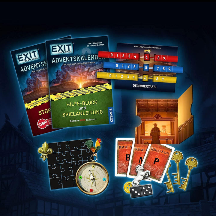 Kosmos 681951 EXIT - Das Spiel Adventskalender, Die Jagd nach dem Goldenen Buch, mit 24 spannenden R