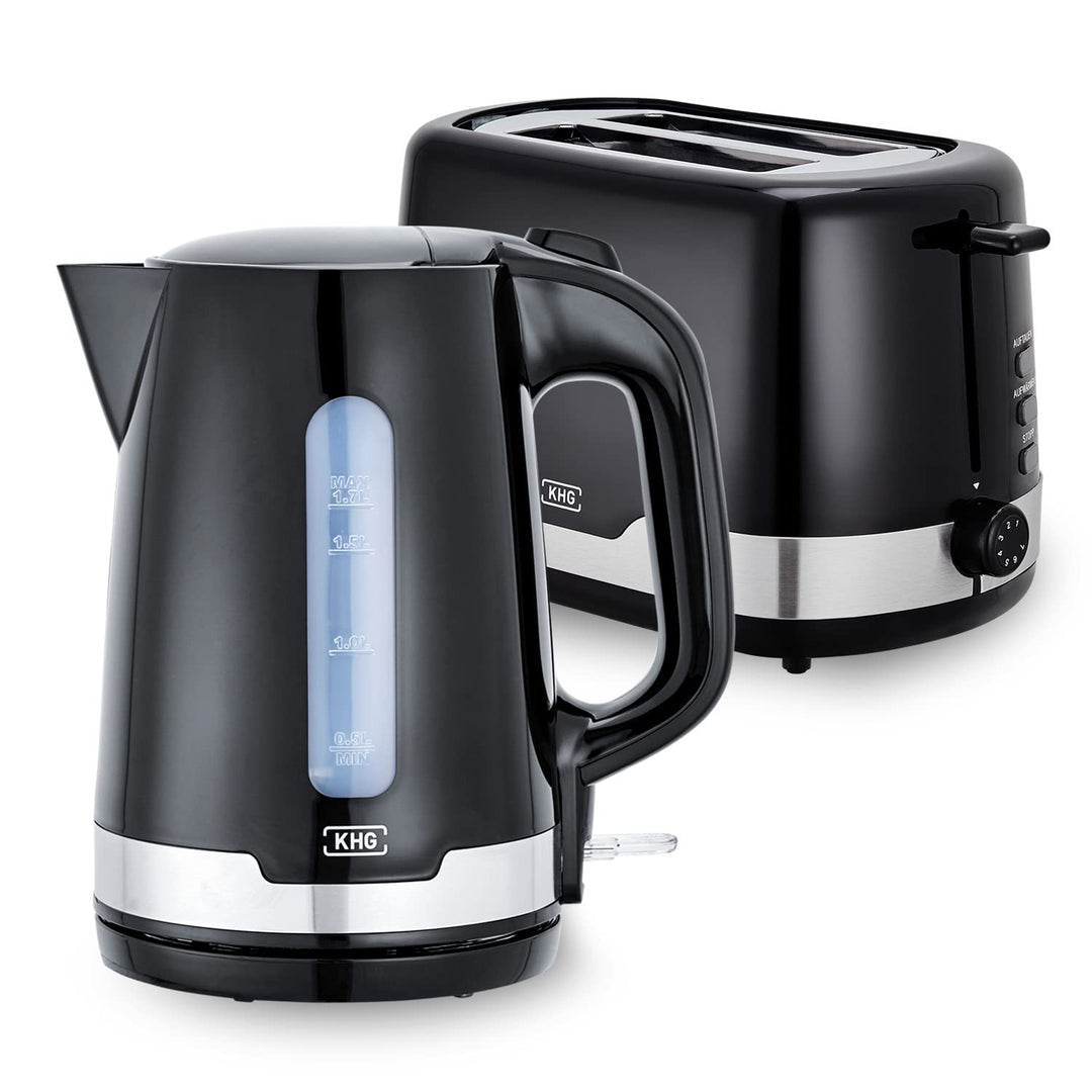 KHG Wasserkocher und Toaster Set 2-teilig | 2.200 & 850 Watt | Frühstücksset mit Kapazität 1,7 Liter