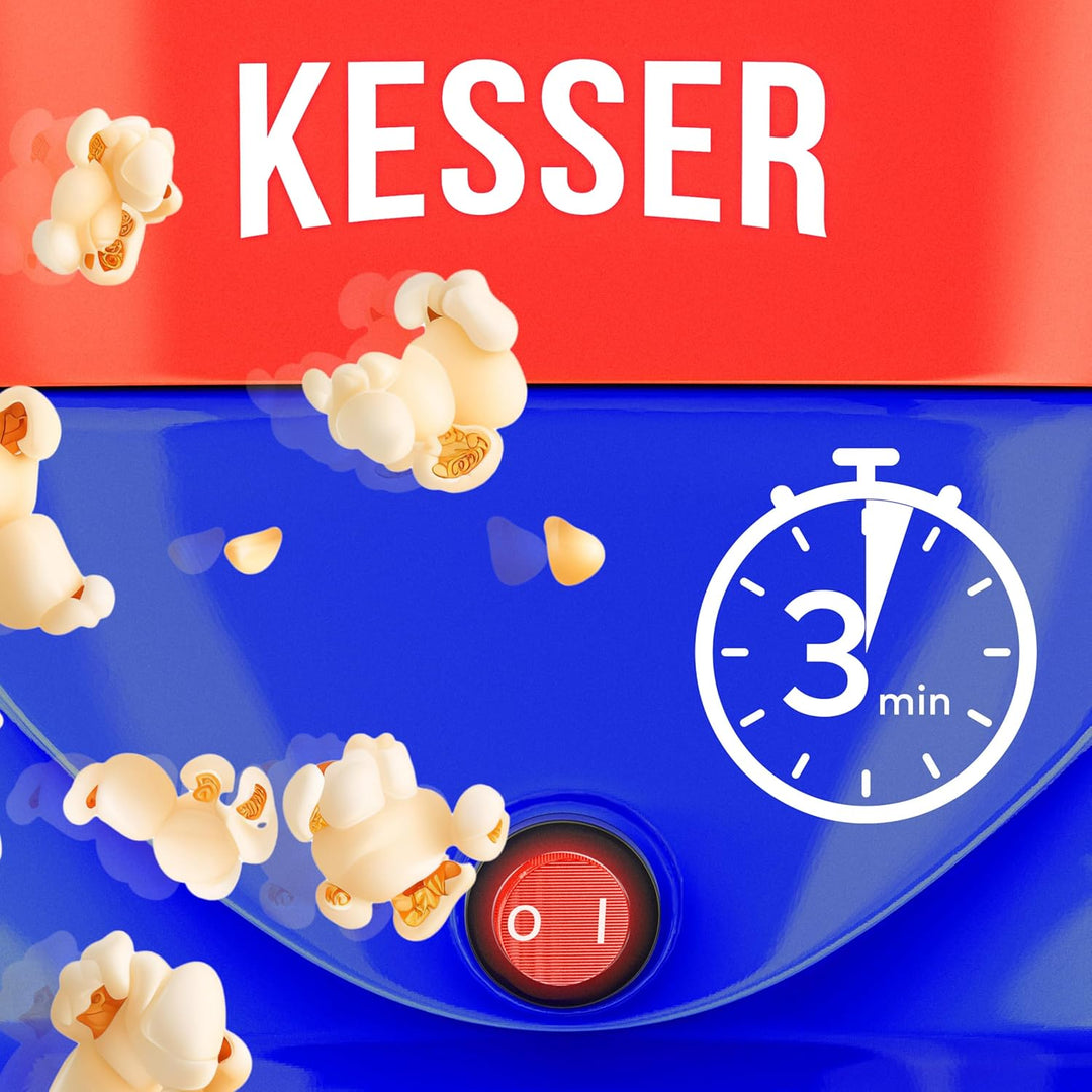 KESSER® Popcornmaschine Gross 800W | Popcorn-Maker 5,5l Inhalt mit Antihaftbeschichtung Deckel & Ser
