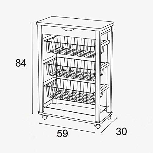 ARREDAMENTIITALIA Küchenwagen RAIKON, Holz - 3 Körbe - Schublade - Farbe: Kirsche Holz AR-It il Cuor