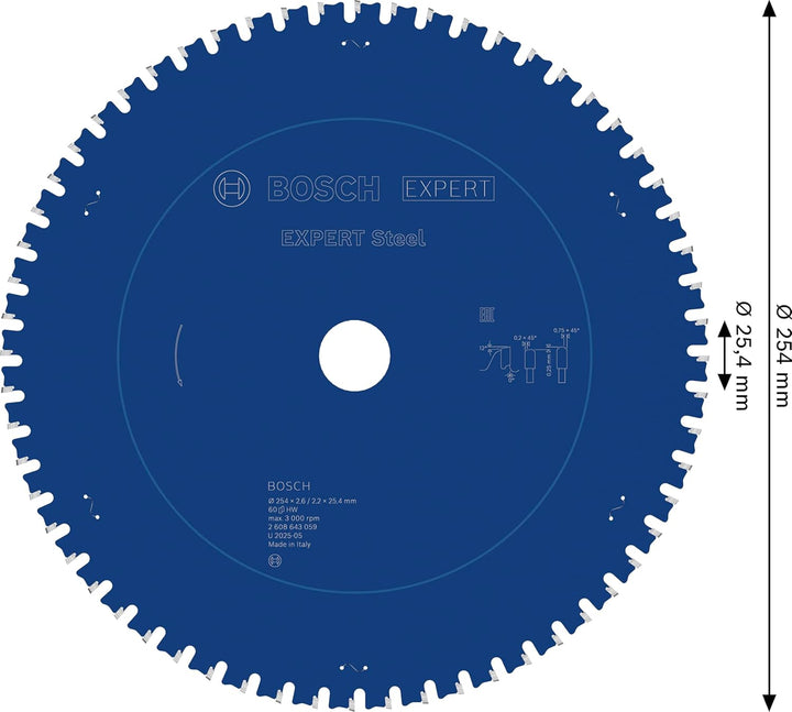 Bosch Accessories Bosch Professional 1x Kreissägeblatt Expert for Steel (für Stahl, Sägeblatt Ø 254