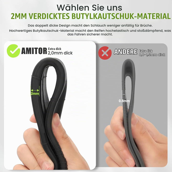 E Scooter Schlauch 10x2.50, Haltbarem 60/70-6.5 Schlauch Verdickter für Ninebot MAX G30D/G30/G30P/G3