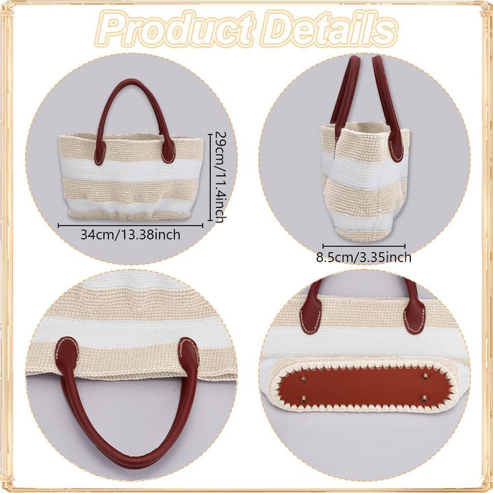 ORIGACH Handtasche Häkelset mit PU-Lederband und -Basis Für Anfänger, DIY Beige gestreifte Tasche St