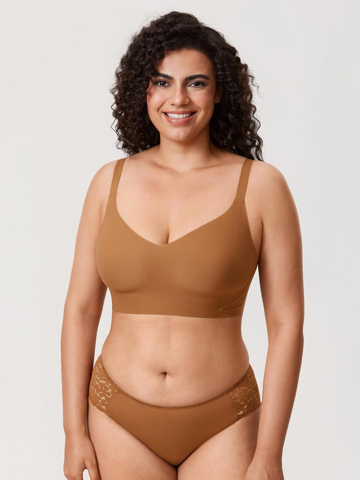 Meliwoo Damen Nahtloser BH ohne Bügel Invisible Gepolstert Entlastungs Bralette 70A Chipmunk, 70A Ch