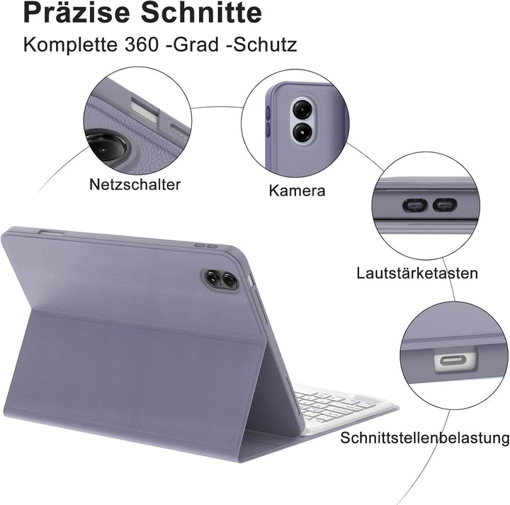 Tastatur für Redmi Pad Pro 12.1"/Xiaomi Poco Pad 2024, Lila | Hülle mit Tastatur für Xiaomi Redmi Pa