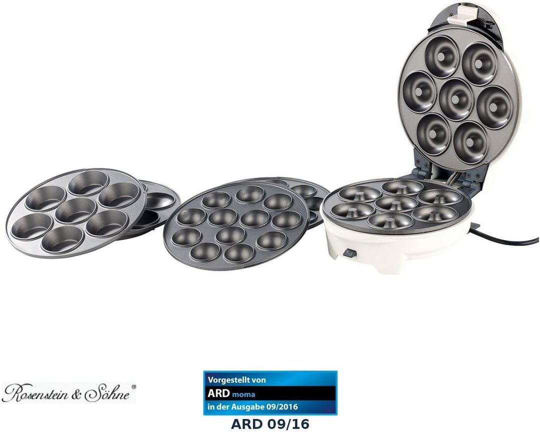 Rosenstein & Söhne Cake Pop Maker: 3in1-Donut-, Cupcake- und Cakepop-Maker mit Antihaftbeschichtung