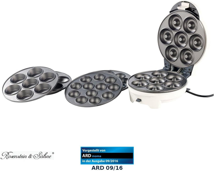 Rosenstein & Söhne Cake Pop Maker: 3in1-Donut-, Cupcake- und Cakepop-Maker mit Antihaftbeschichtung