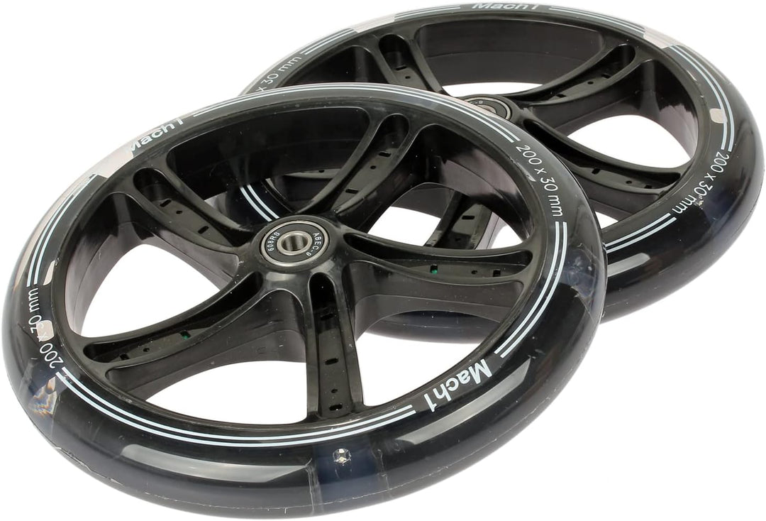 2 Stück 200x30mm Mach1 Kickscooter Rollen-Set inklusive Kugellager + Spacer - Cityroller Ersatz Reif