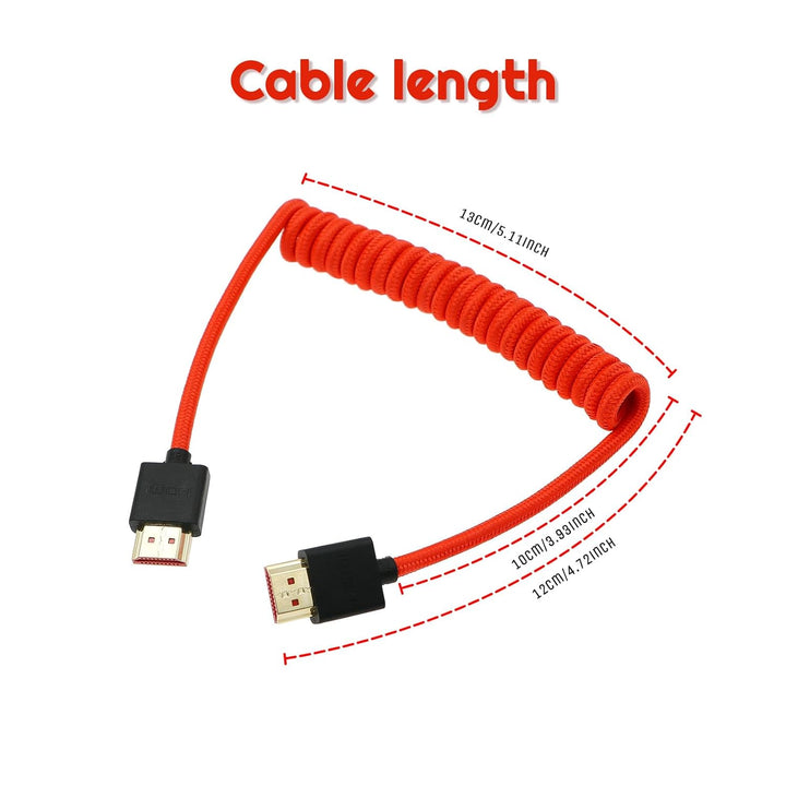 Uonecn HDMI 2.1 8K 60Hz 48Gbps High Speed Spiralkabel Kabel für Kamera & Monitor, kompatibel mit Ato