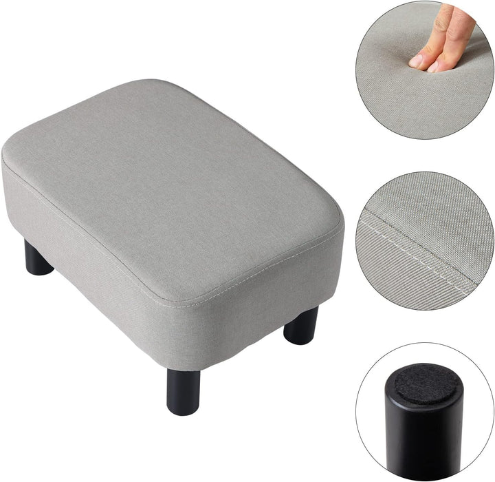 IBUYKE Hölzerner gepolsterter Fussschemel Osmanischer Hocker Hocker Niedriger Hocker Stoff Sofahocke