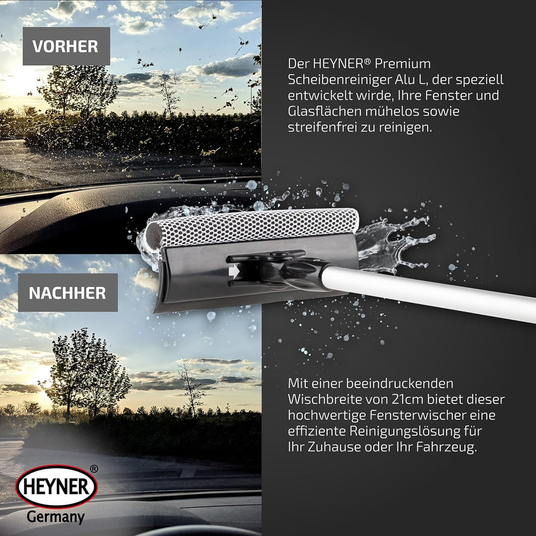 HEYNER® Scheibenreiniger Set I Super Cleaner L PRO mit Teleskopgriff + Ersatzkit I Auto Reinigungs-B
