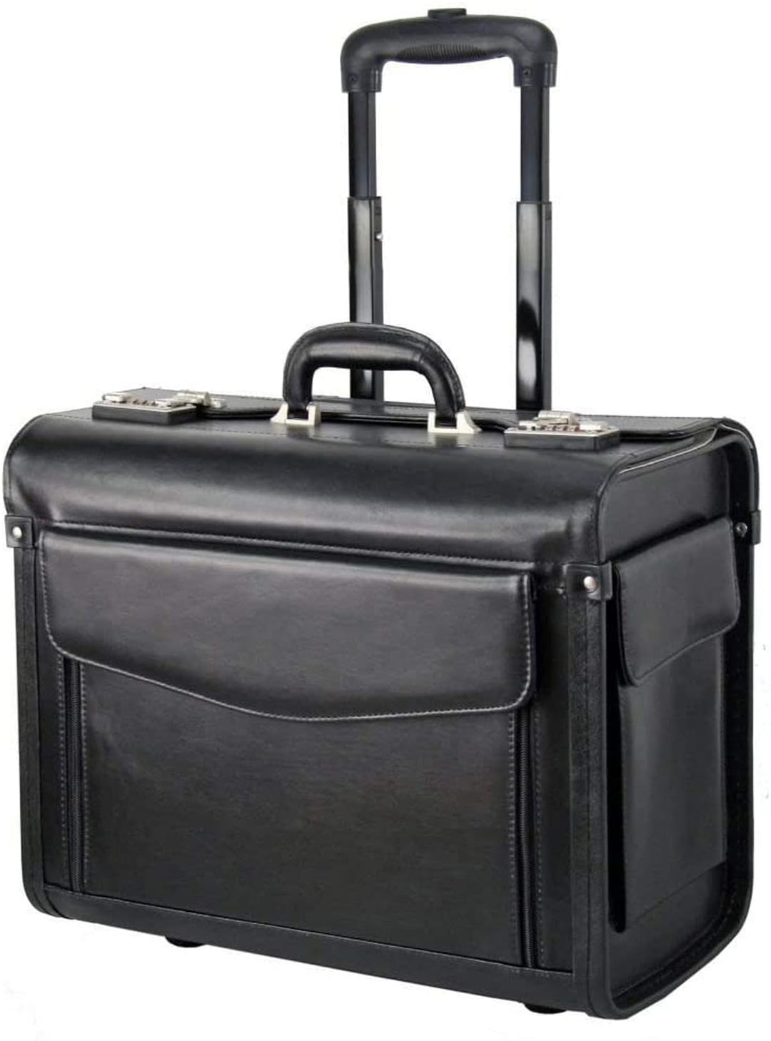 Bowatex Pilotenkoffer Trolley Aktenkoffer Spalt-Leder Schwarz 45 cm
