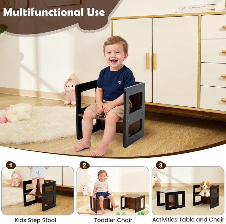 FUNLIO Höhenverstellbarer Montessori-Entwöhnungsstuhl für 1-3 Jahre, Qualitätsstuhl aus Massivholz,