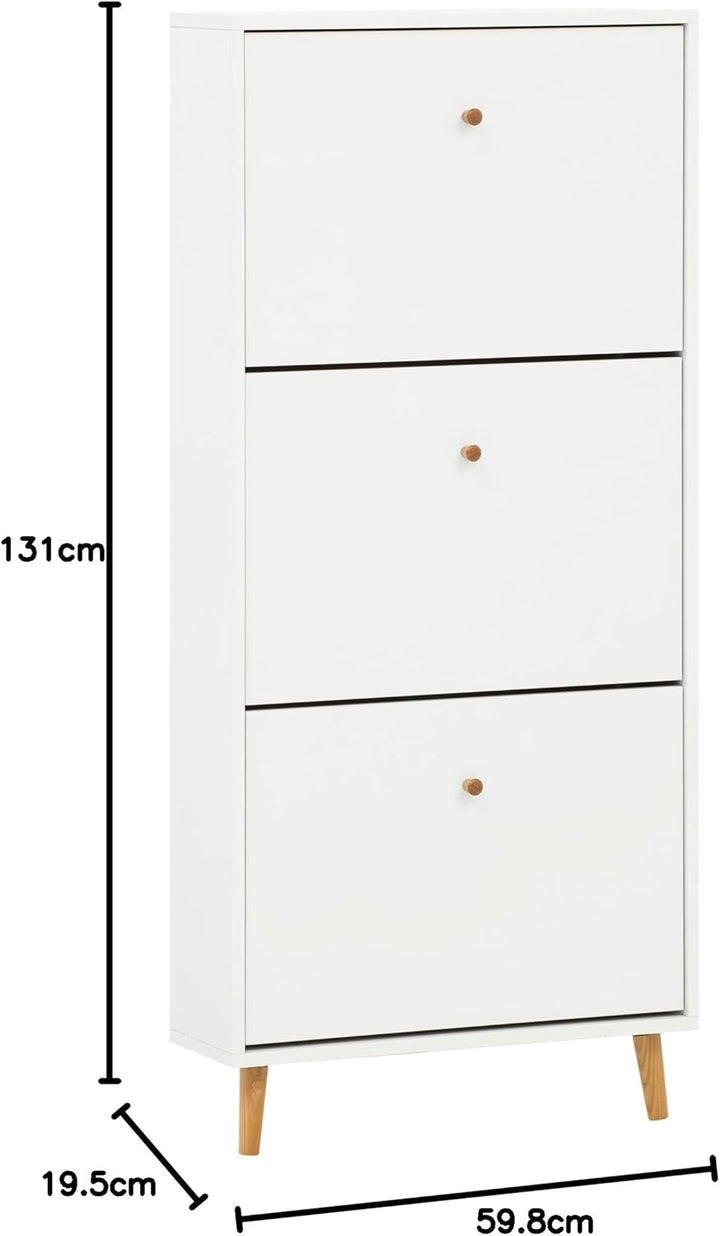 Schildmeyer Bjarne Schuhschrank 158673, weiss matt, 59,8 x 19,5 x 131 cm, platzsparend durch geringe