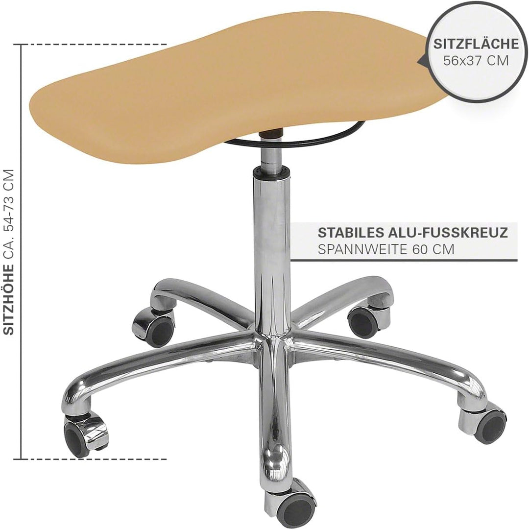 Sport-Tec Therapiehocker Exklusiv mit Polster und Rollen, Praxishocker, Rollhocker Beige, Beige