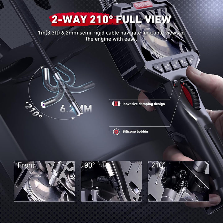 Ralcam Endoskopkamera mit Licht Endoscope Camera - Endoskop 6,2mm Inspektionskamera 3,5" HD 720P Roh