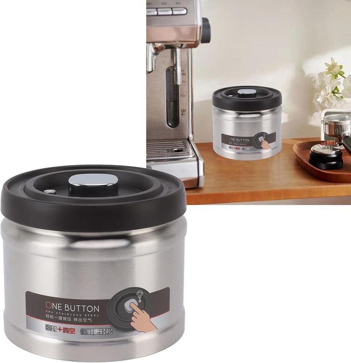 Kaffeekanister, Vakuumversiegelter Kaffee-Aufbewahrungsbehälter, Luftdicht, 304 Edelstahl 1100 Ml Ed