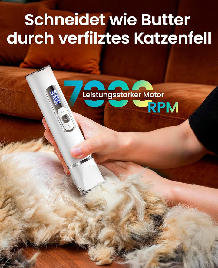 oneisall 3 in 1 Schermaschine Katze Hunde, LCD-Anzeige Leise Katzenrasierer Profi Haarschneidemaschi