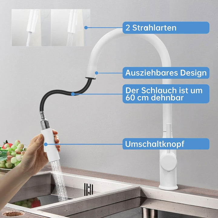 Wasserhahn Küche Waschtischarmatur Bad Mischbatterie Badarmatur Zwei Sprühfunktionen Küchenarmatur 3