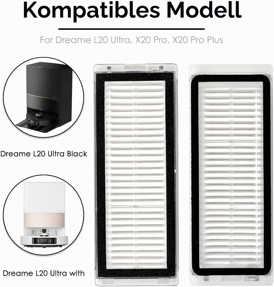 HEPA-Filter kompatibel für Dreametech L20 Ultra/L30 Ultra Roboter-Staubsaugerfilter-Set, 8 Stück
