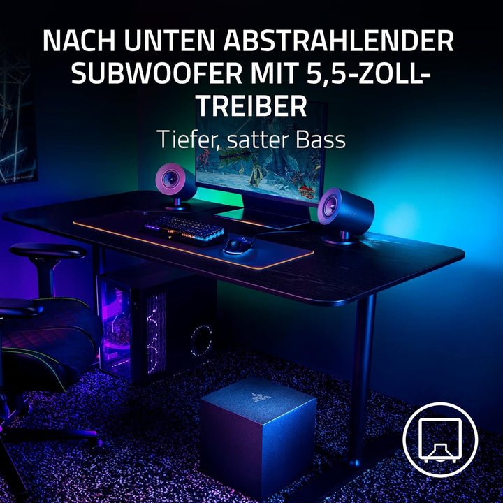 Razer Nommo V2 - Full-Range-2.1-Gaming-Lautsprecher für PC mit kabelgebundenem Subwoofer (3-Zoll-Ful