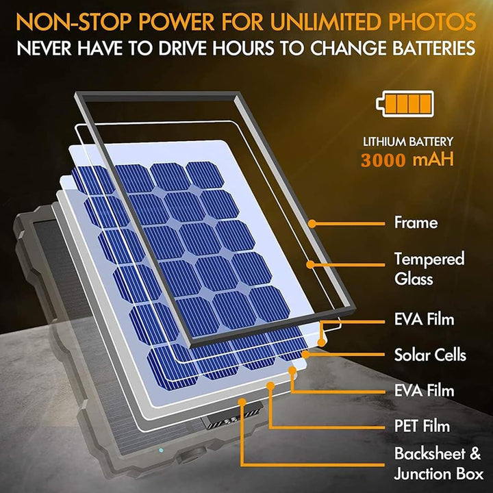 FunKind Solarpanel für Wildkamera DC 6V-12V 3000mAh Wiederaufladbarer Akku, Jagdzubehör für Wildtier
