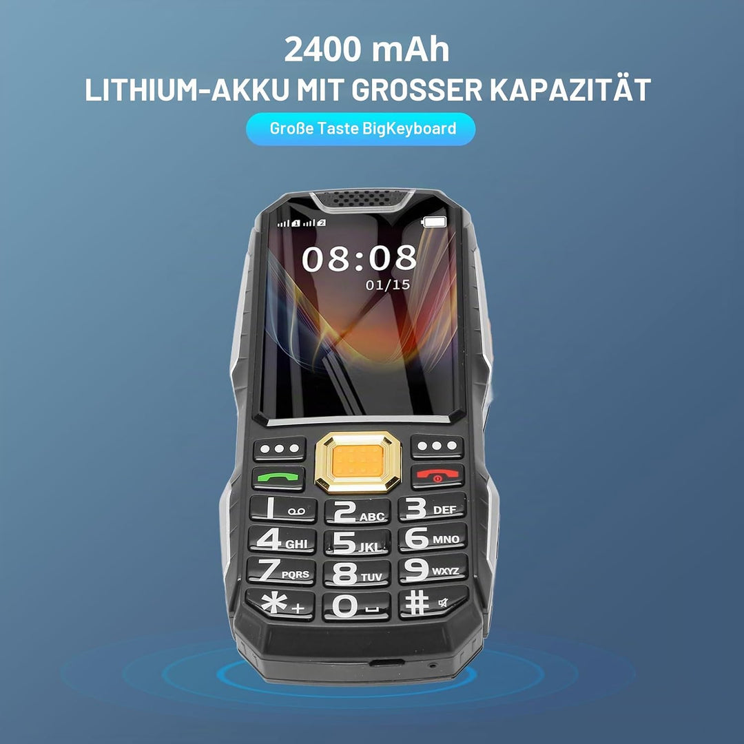 Entsperrtes Mobiltelefon mit Grossen Tasten, SOS-Notfallhilfe, Stereo-Klangqualität, Dual-SIM-Karten