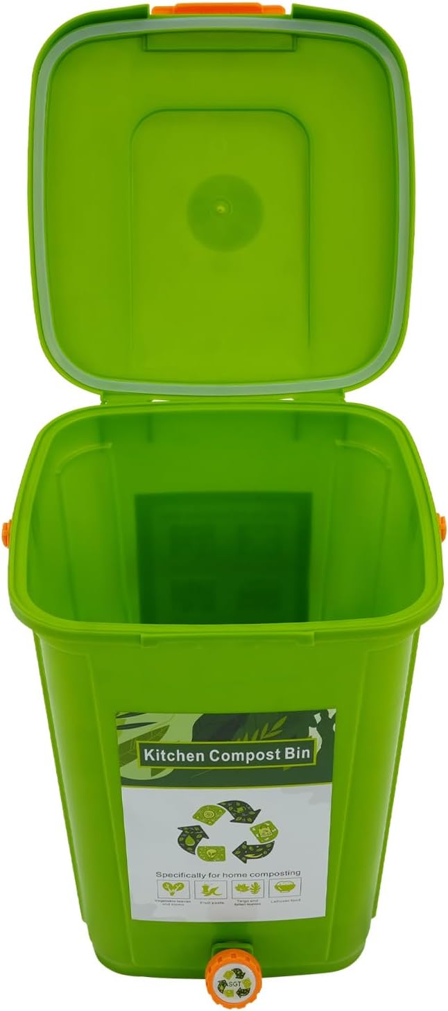 KüChenkomposter, 20L, GrüN, Doppeldeckel, mit Hahn