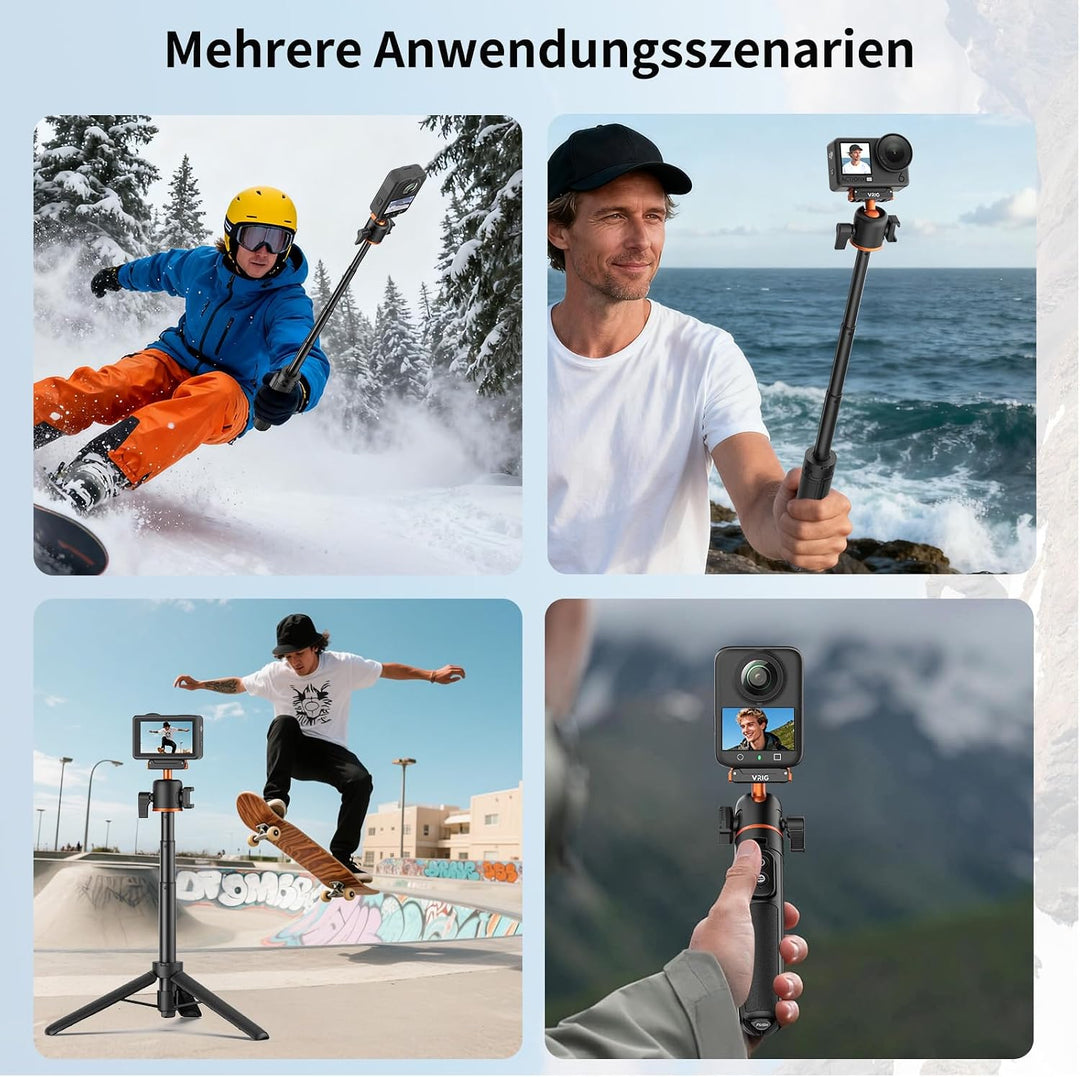 VRIG AC-90S Selfie Stick Stativ für DJI Osmo Action 6/5 Pro/ 4/ Osmo 360 | 55 cm Verlängerungsstab m