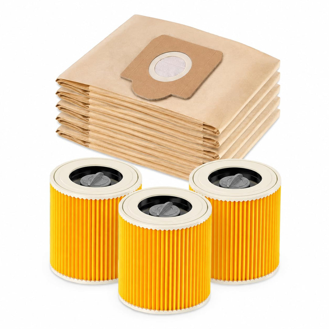 6 Staubsaugerbeutel und 3 Filter Ersatz für Kärcher WD3 WD3P MV3 MV3P 9, 9