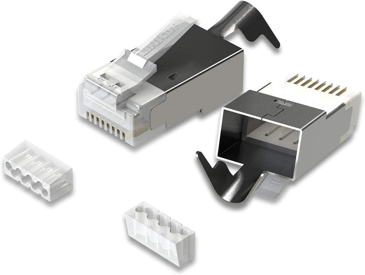 LINKUP - RJ45 Connectors Cat6A Ethernet Shielded Modular Plugs | for Large Diameter Wires (22AWG) Te