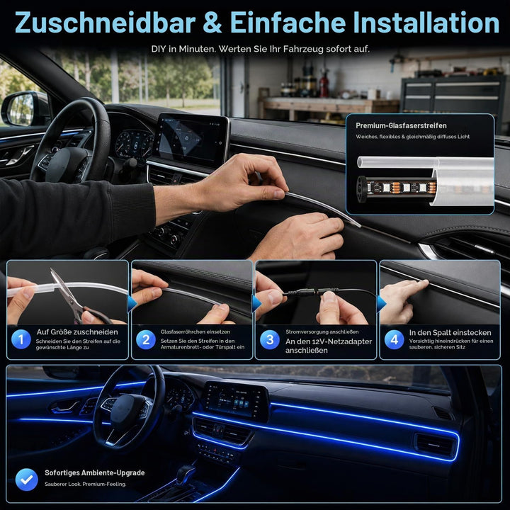 Sunshine smile Auto LED Innenbeleuchtung,6M/ 6 in 1 RGB Auto Innenraumbeleuchtung,12V Led Atmosphäre