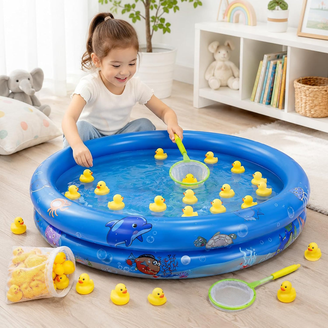 25 Stück Mini Planschbecken Baby mit Quietscheente und Luftpumpe