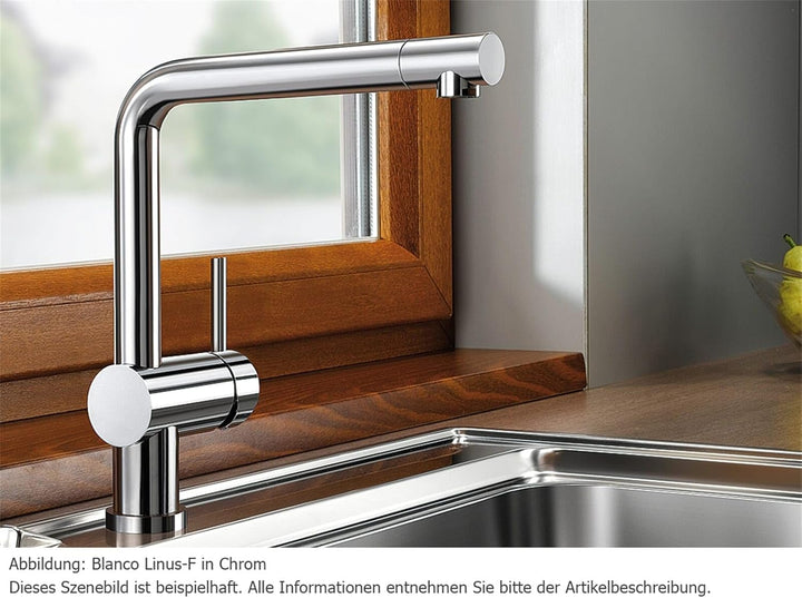 BLANCO LINUS-F Küchenarmatur, metallische Oberfläche, chrom, Hochdruck, Vorfenster, 1 Stück, 514025